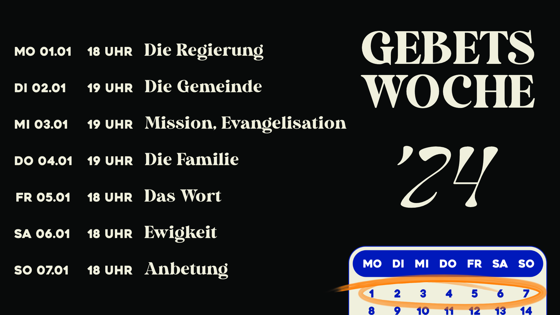 Einladung zur Gebetswoche der Gemeinde